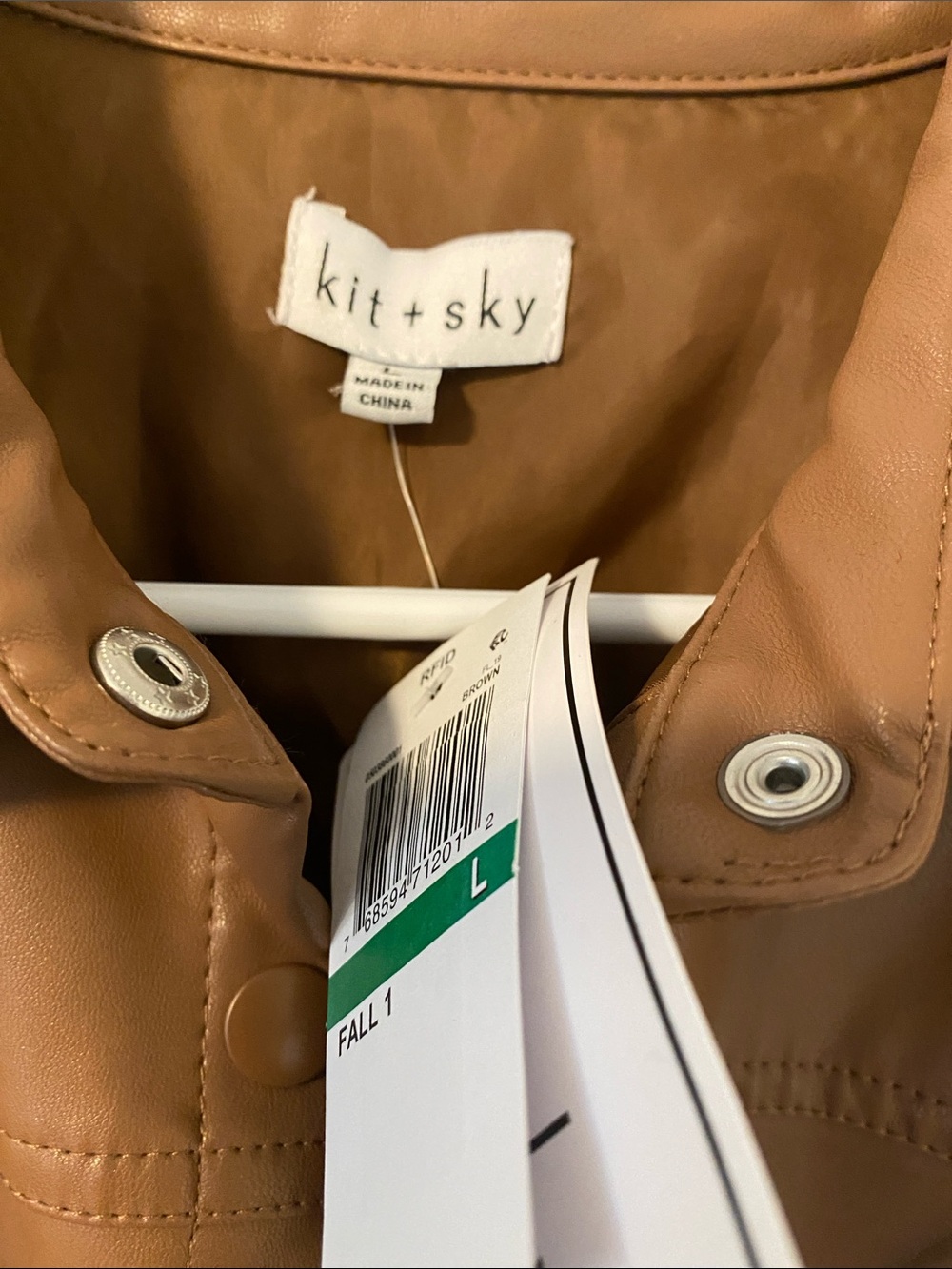 Kit + Sky Tan Faux Leather Button-Front Dress - Picture 2 of 7